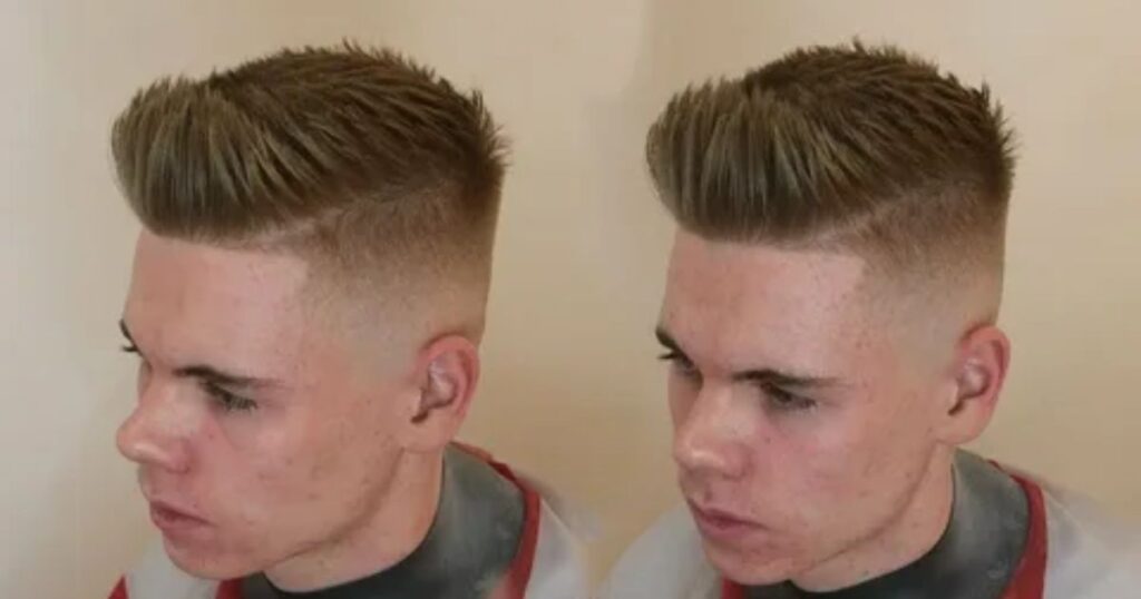 High Burst Fade Straight Hair Quiff