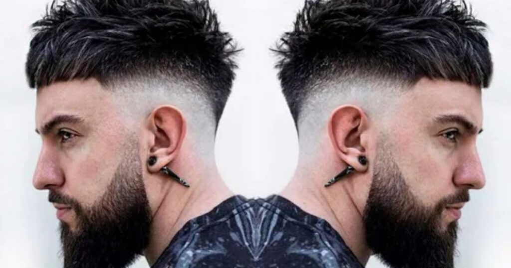 High Burst Fade Straight Hair With Messy Top