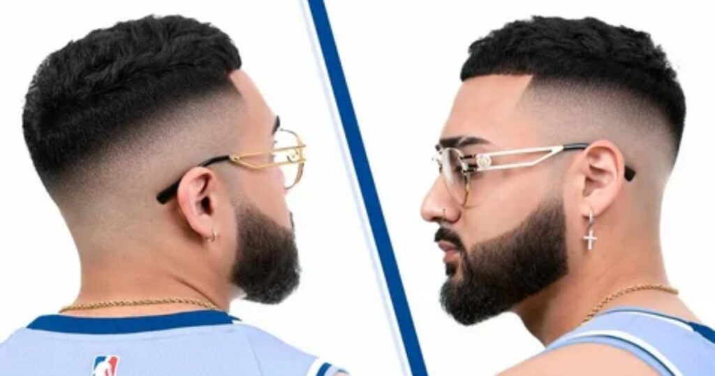 Low Burst Fade Straight Hair With Textured Crop