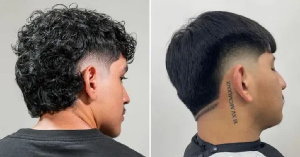 Mid Burst Fade Straight Hair