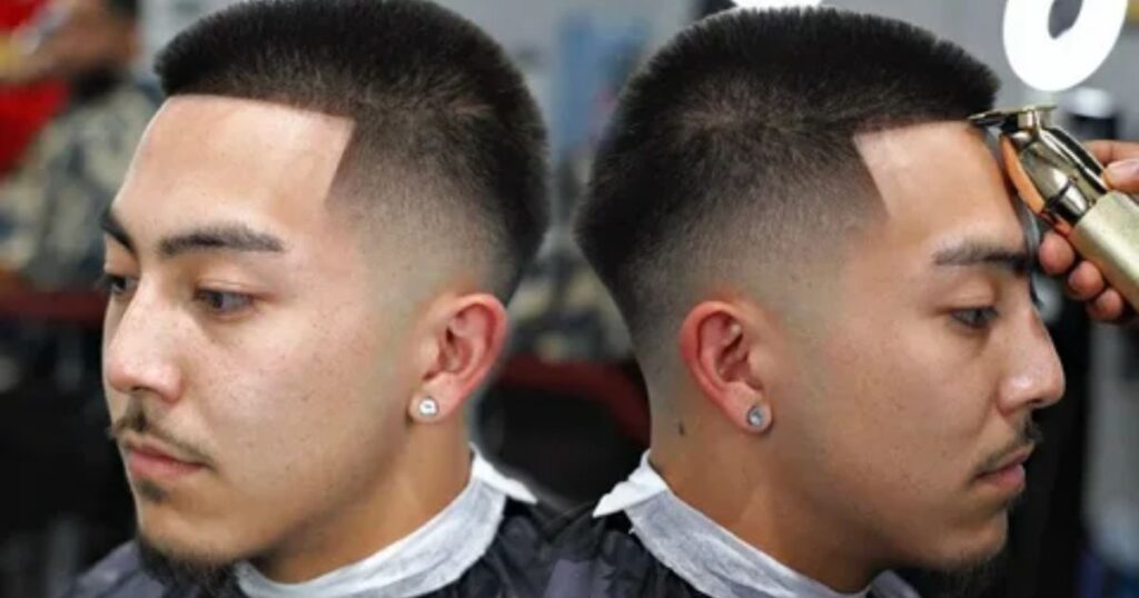 Mid Burst Fade Straight Hair Side Sweep