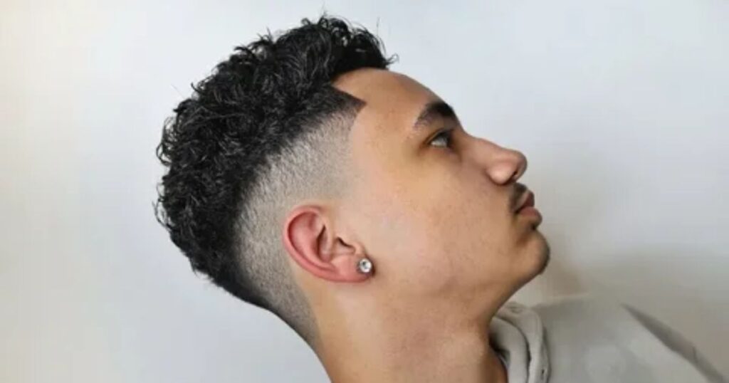Curly Taper Fade For White Male