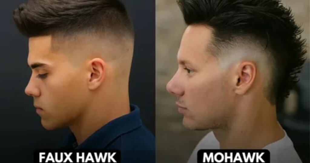 Faux Hawk With Low Taper Fade And Design