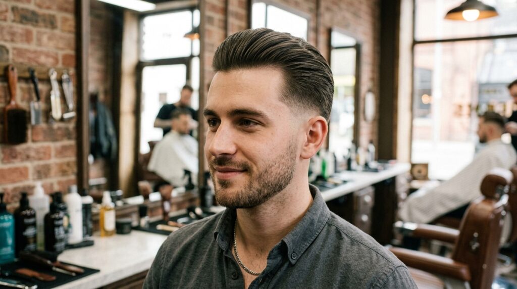 Brush Back With Low Taper Fade