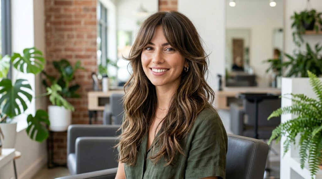  Cheekbone-Length Bangs With Long Layers