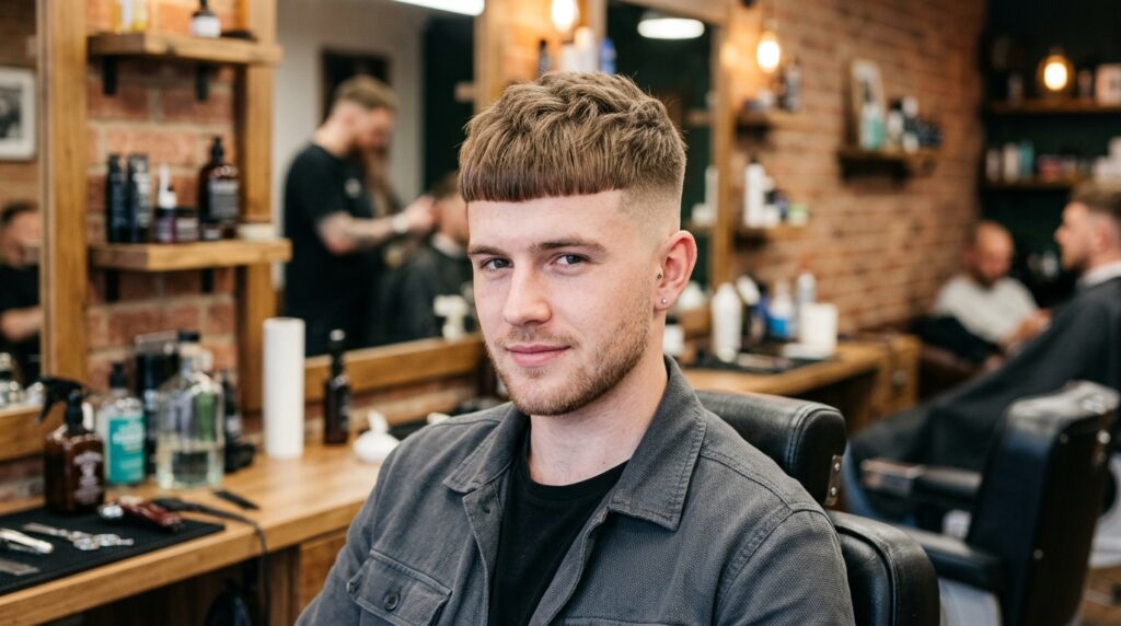 Crop Top Fade With Blunt Fringe