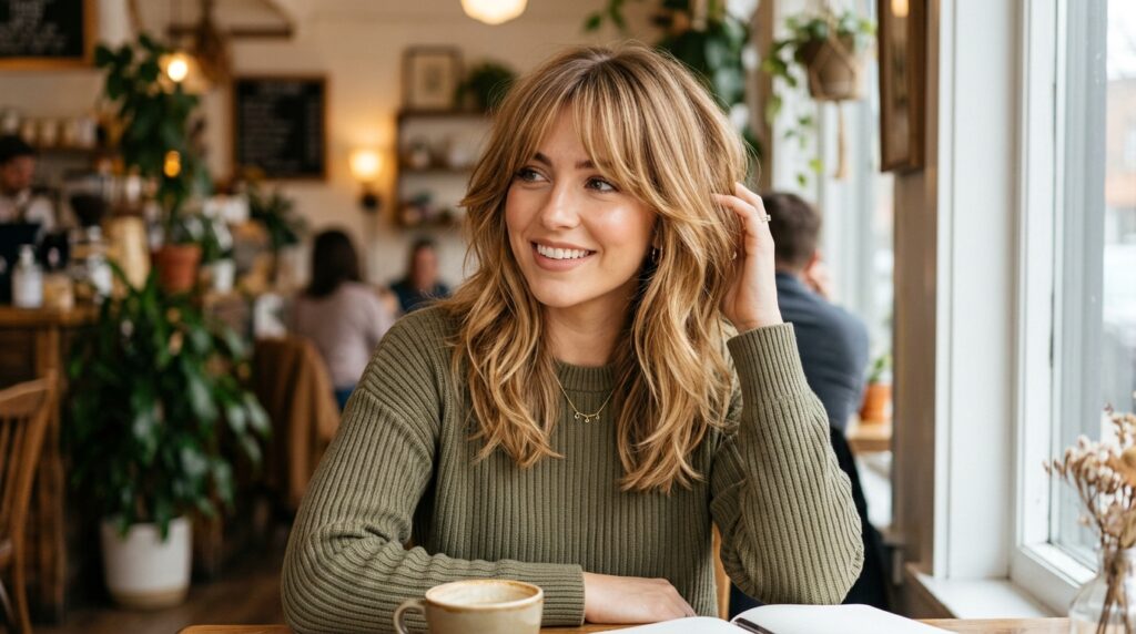 Curtain Bangs With Mid-Length Layers