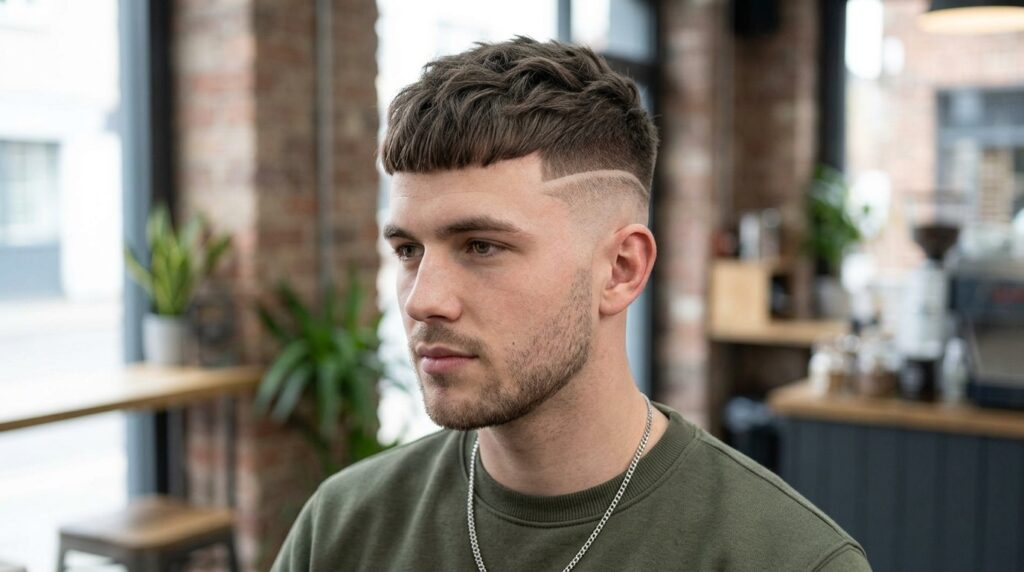 Short French Crop With Disconnected High Fade And Shaved Line