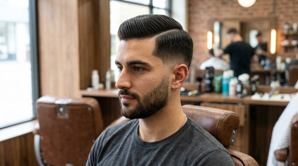 Hard Comb Over With Low Taper Fade