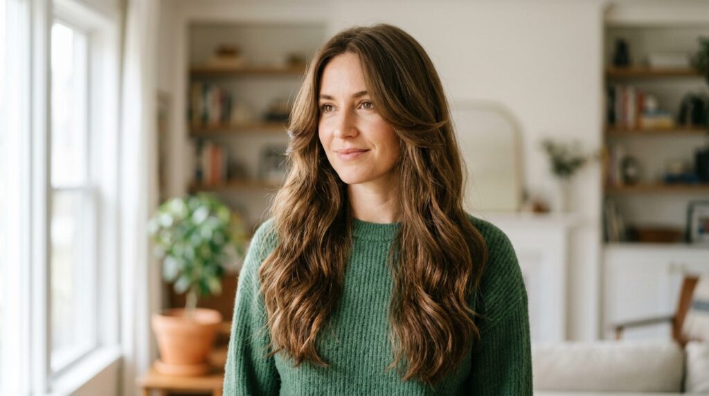 Long Wavy Cut With Longer Face-Framing