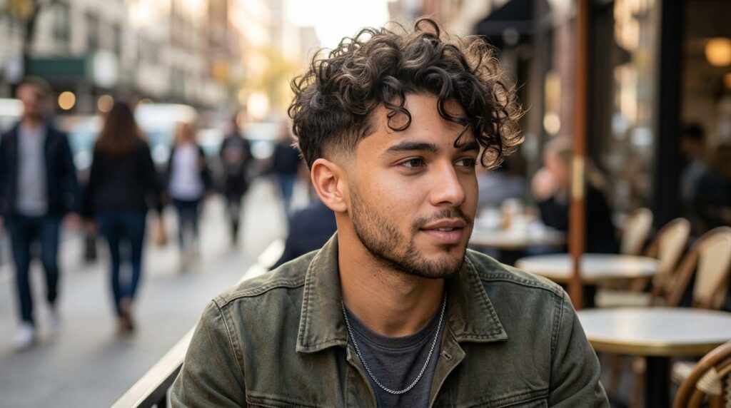 Low Taper Fade With Long Messy Curls
