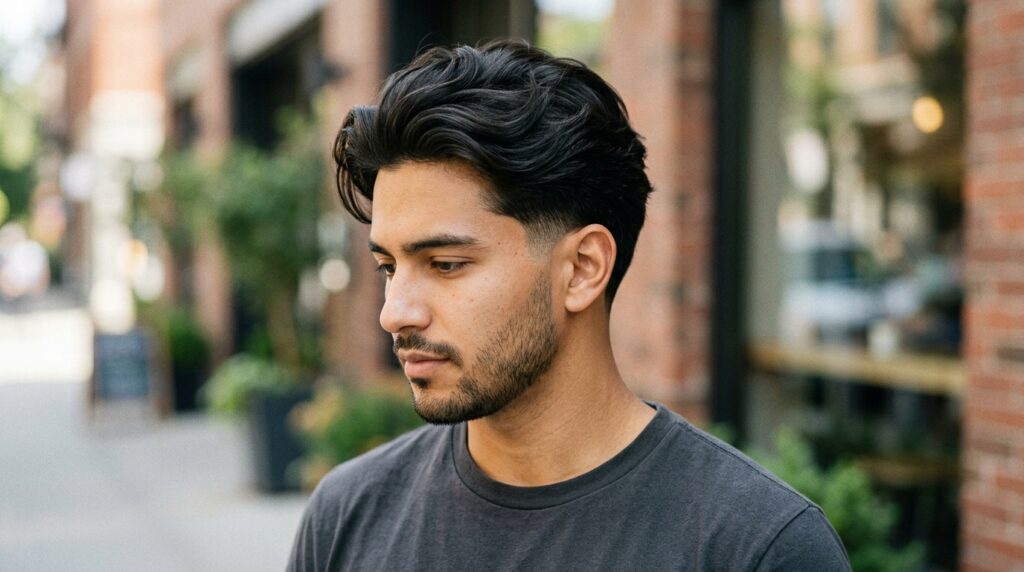 Low Taper Faded Sides With Natural Thick Flow