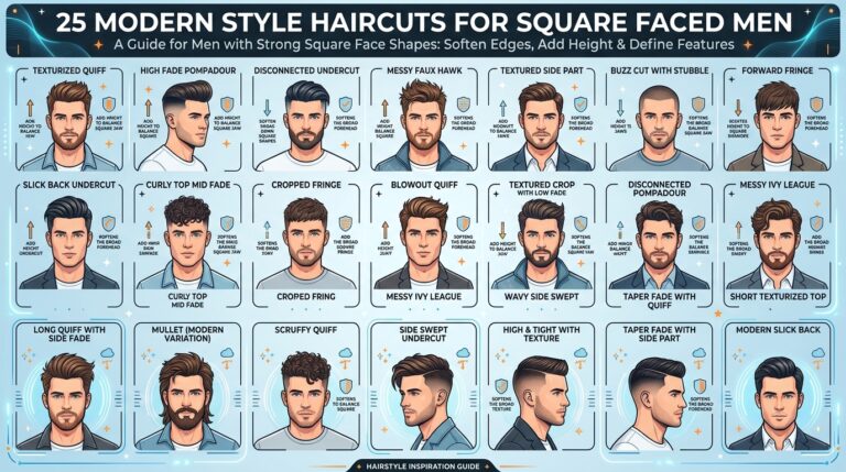 25 Modern Style Haircuts for Square Faces Men