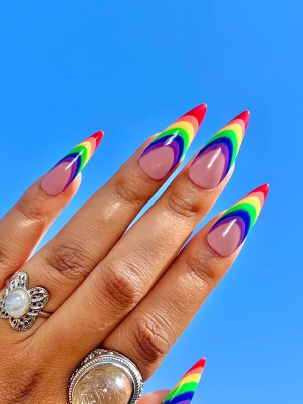 Neon Pride Outline Nails