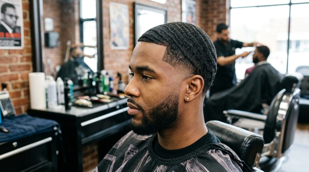 Sharp Low Drop Taper Fade With Waves