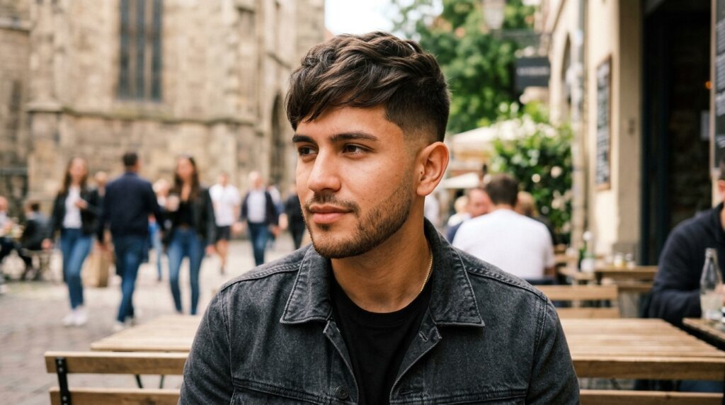 Side-Swept French Crop With Low Fade