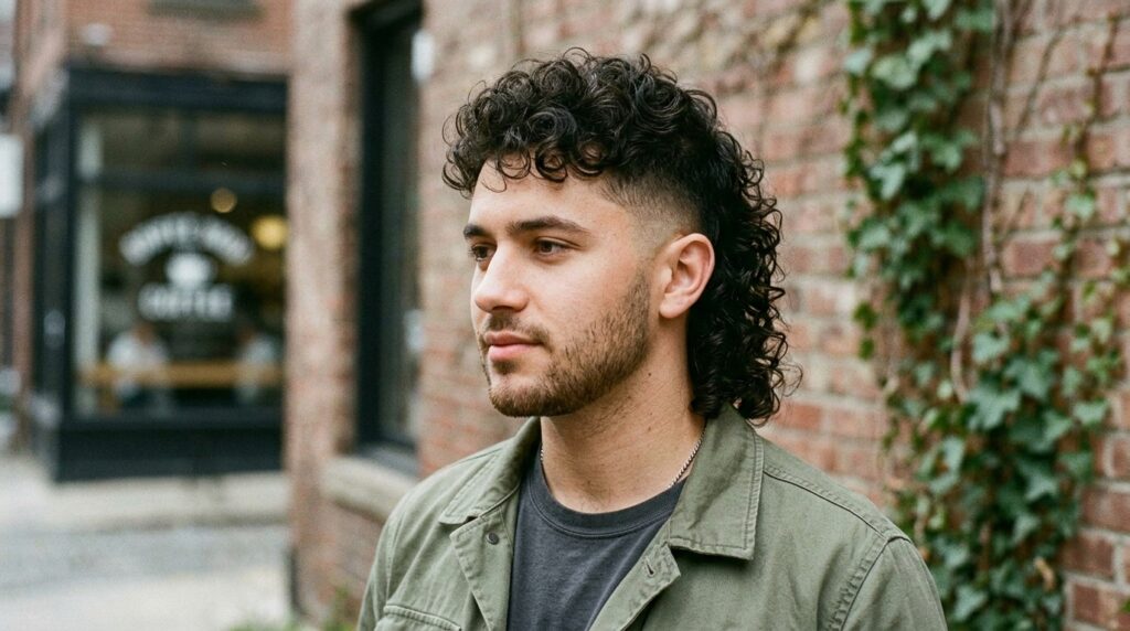 Taper Fade Mullet Curly Style