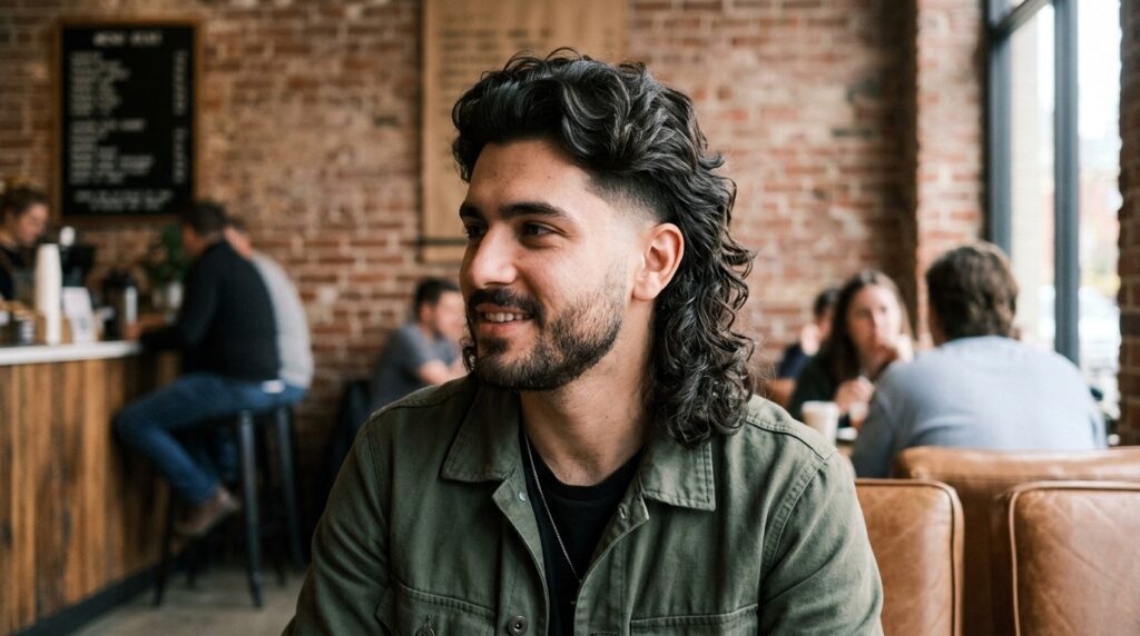 Taper Fade Mullet Wavy Style