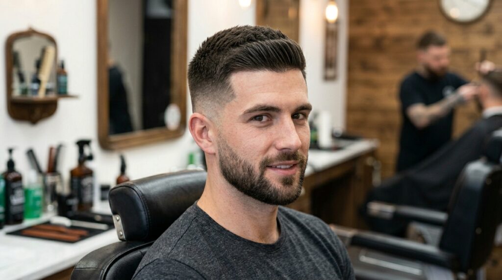 Thick Crew Cut With Low Drop Taper